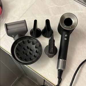 Black Hair Dryer with Attachments